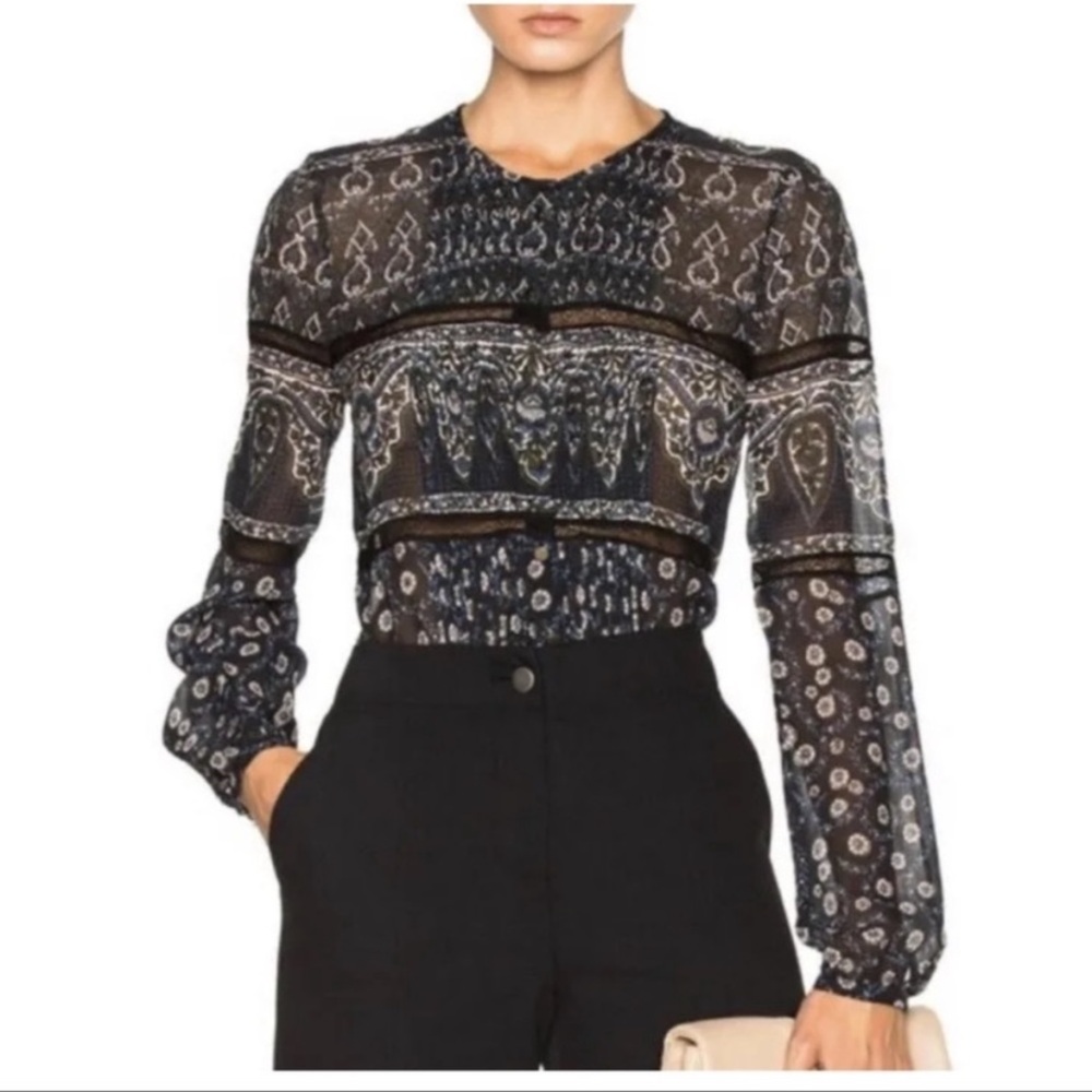 Veronica Beard Daisy lace trim blouse - Picture 2 of 5